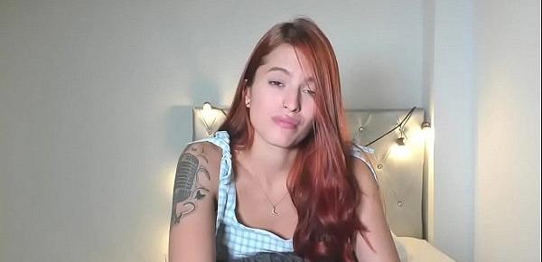  Long haired redhead teen on webcam